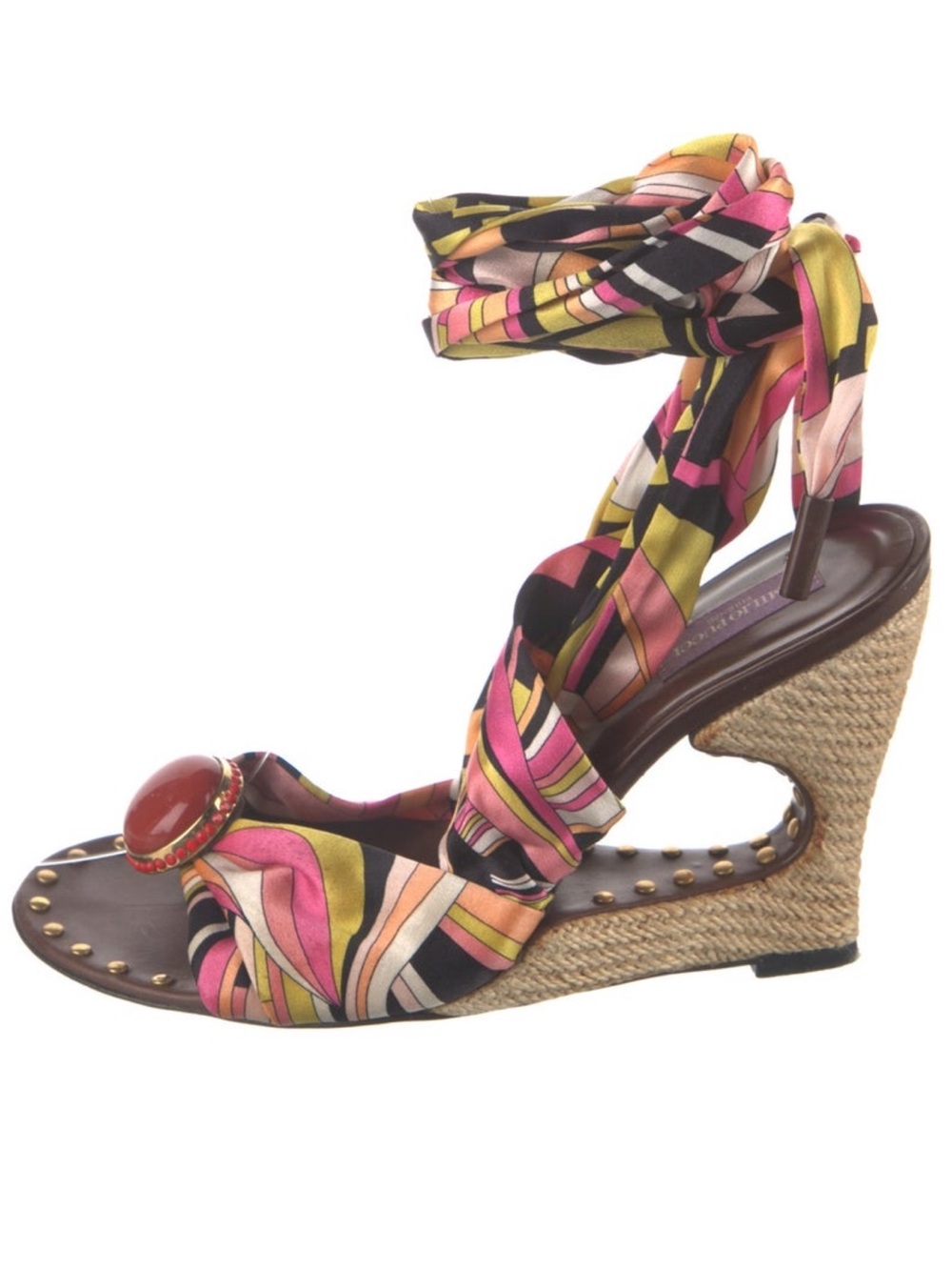 Emilio Pucci wrap up silk heels - Picture 1 of 6